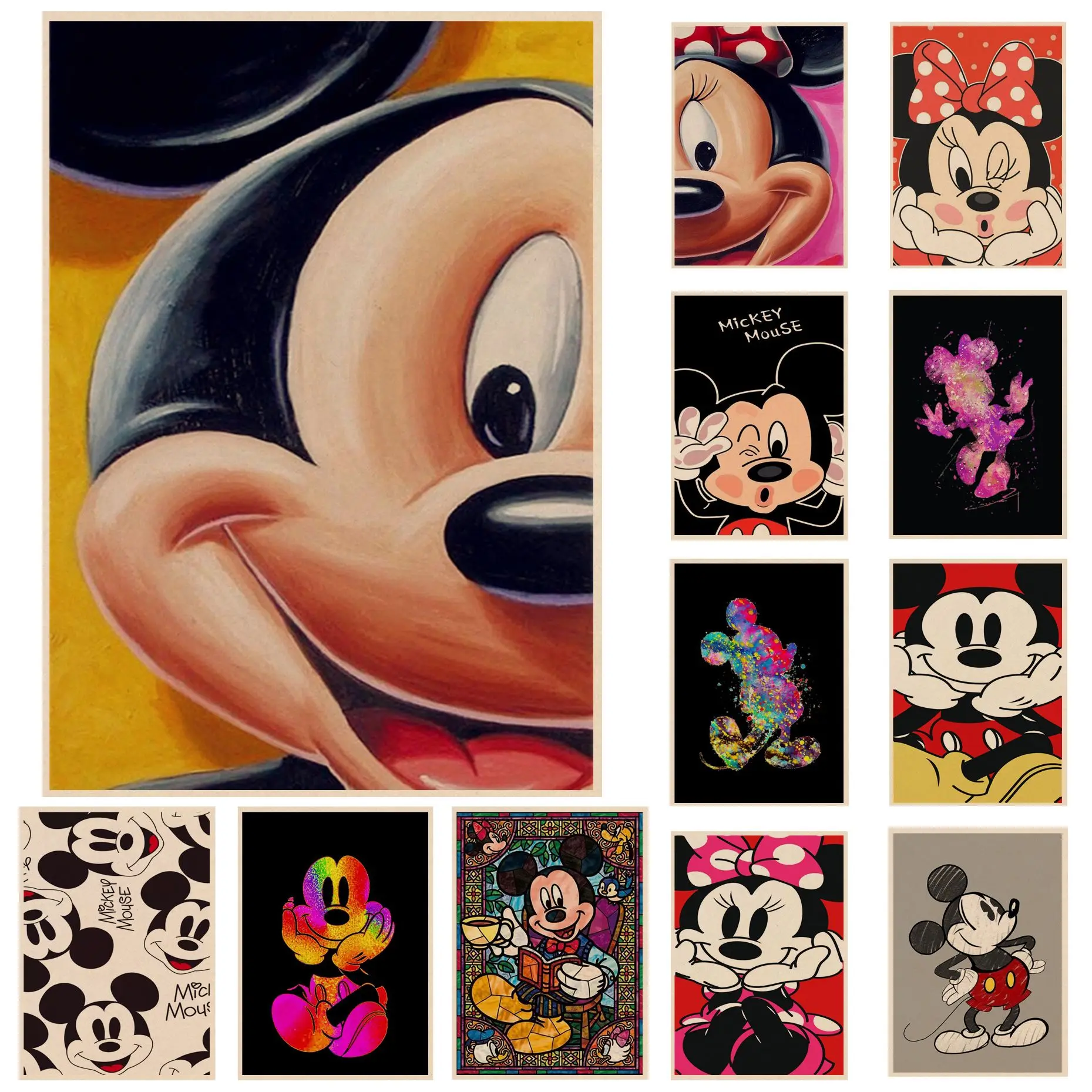 

Disney Mickey Mouse Anime Posters Wall Art Retro Posters for Home Nordic home decor