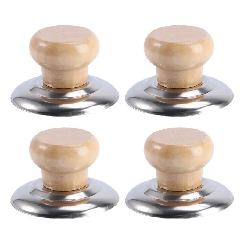 

4pcs Pot Lids Wooden Handle Pot Cover Grips Pot Cover Handle Accessories Solid Wood Lid Handle Kitchen Accessories Hot Sale