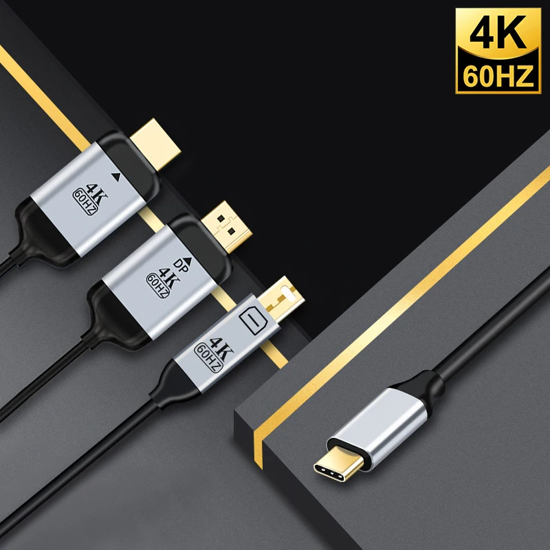 Адаптер USB 3. 0 Type-C-HDMI-совместимый/DP/Mini DP Для MacBook Pro Dell HP 4K @ 60Hz USB-C to HDMI-совместим с