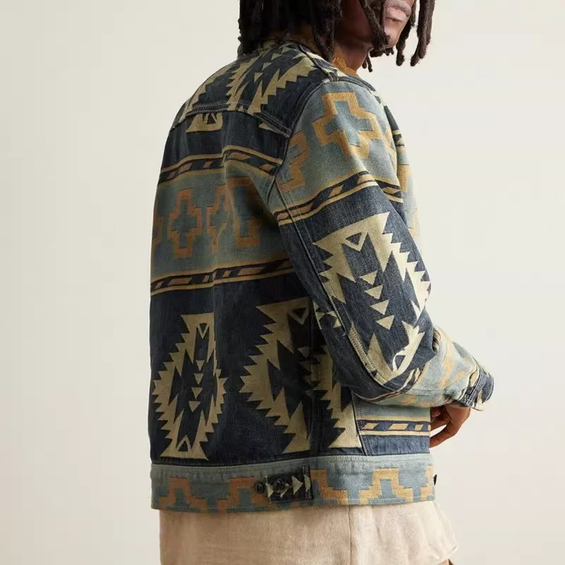 RRL 30-летие Индийский тотем Тяжелая джинсовая куртка Американское ретро-пальто с