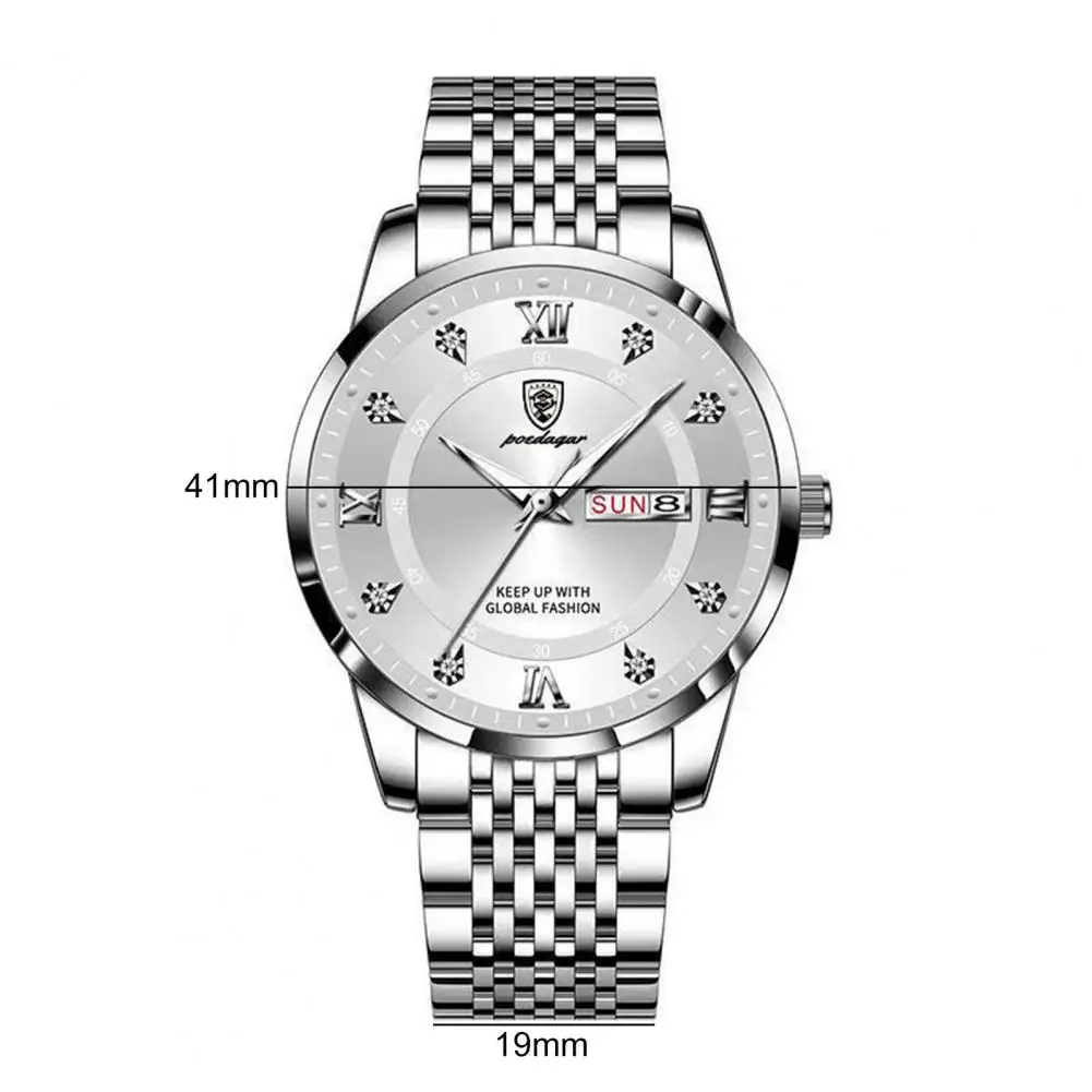 

Excellent Quartz Watch Round Dial Date Good Craftsmanship Men Classic Business Wrist Watch