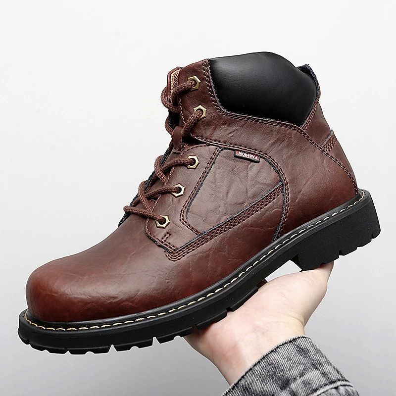 

2022 New Trend Working Boots For Mens Outdoor Leather Shoe Man Plus Size 45 46 Hunting Boots Man Wearable Cowboy Boots Men
