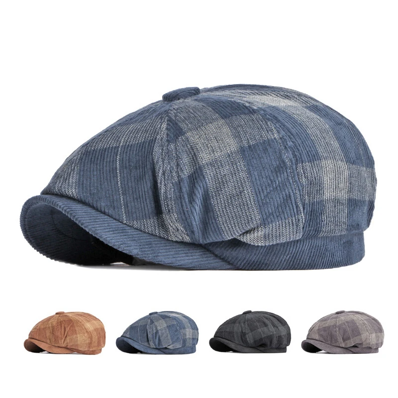 

Hat Women's Spring Autumn Octagonal Hat Plaid Beret Men's British Vintage Painter Hat Newsboy Hat for Men Gatsby Flat Cap Boina