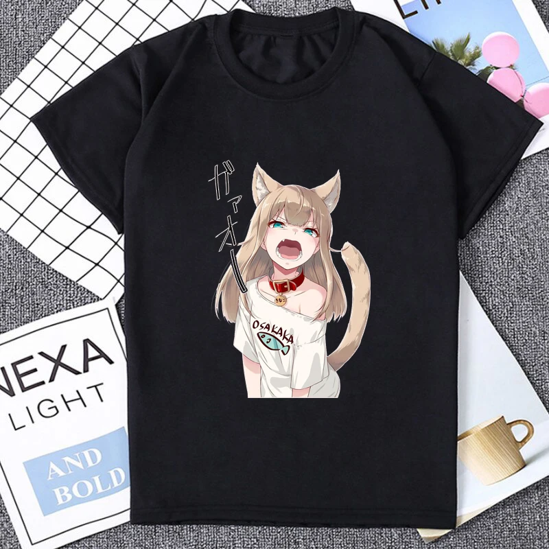 Футболка Kwaii женская с принтом Моя кошка это кавайная девушка