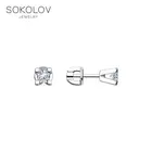 Серьги-пусеты SOKOLOV из серебра с фианитами, Серебро, 925, Женские, Серьги 2022 тренд, Оригинальная продукция