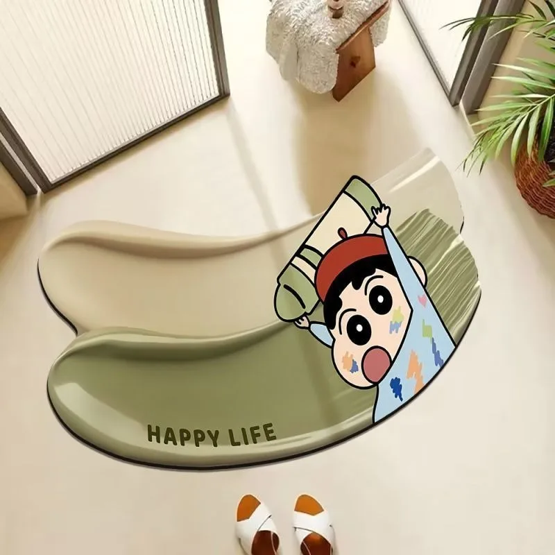 Фото Коврик для ног Crayon Shin-chan, милый мультяшный диатомовый быстросохнущий нескользящий коврик для ног, новый впитывающий воду, износостойкий домашний напольный коврик №2