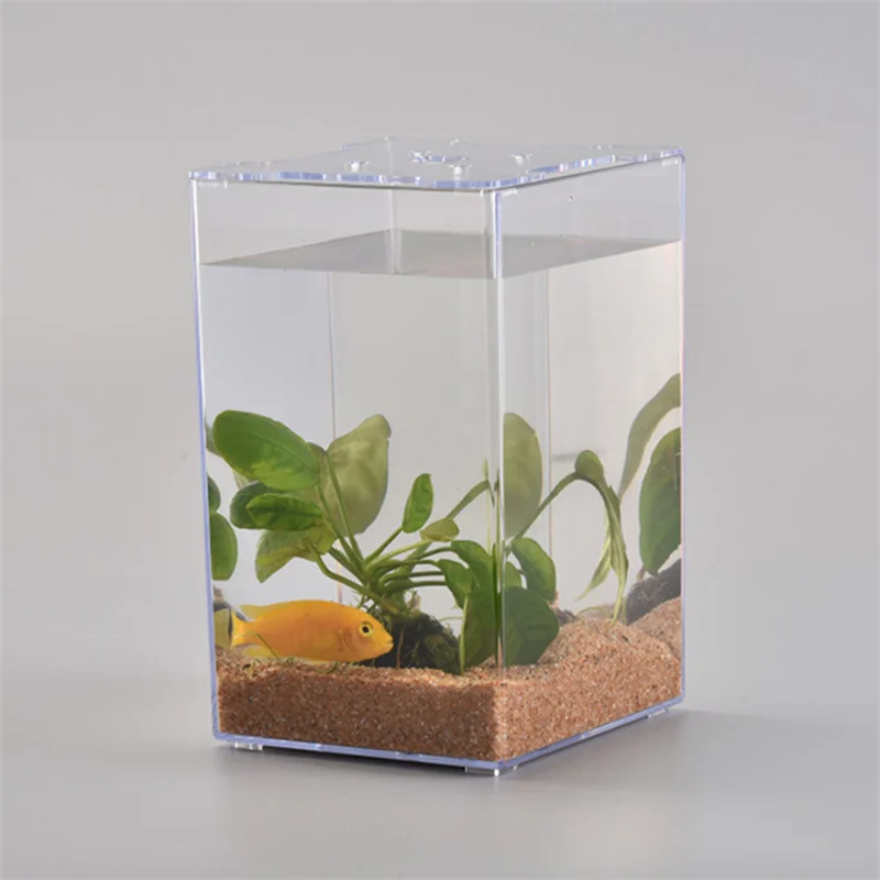 

Desktop Creative Fish Tank Fighting Fish Small Micro Landscape Tank Acrylic Transparent Plastic Fish Box Simple Ecological Tank