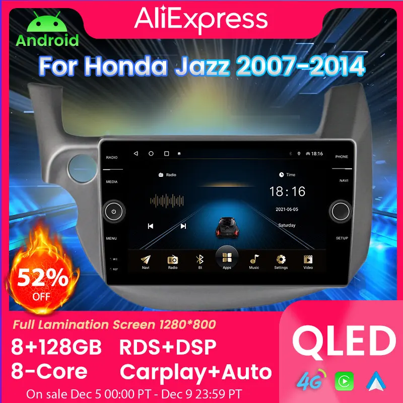 QLED 8G+128G Car multimedia Android For Honda Jazz 2 GG 2008