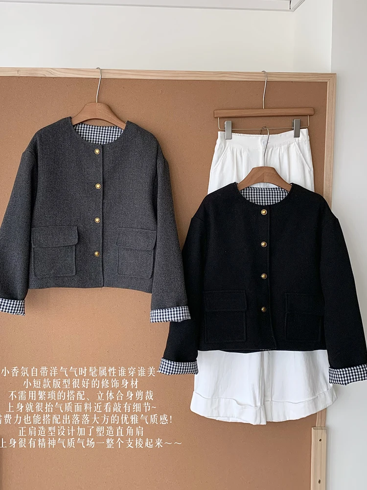 Зимнее женское шерстяное пальто Old Money винтажная куртка Mori для девочек плотное