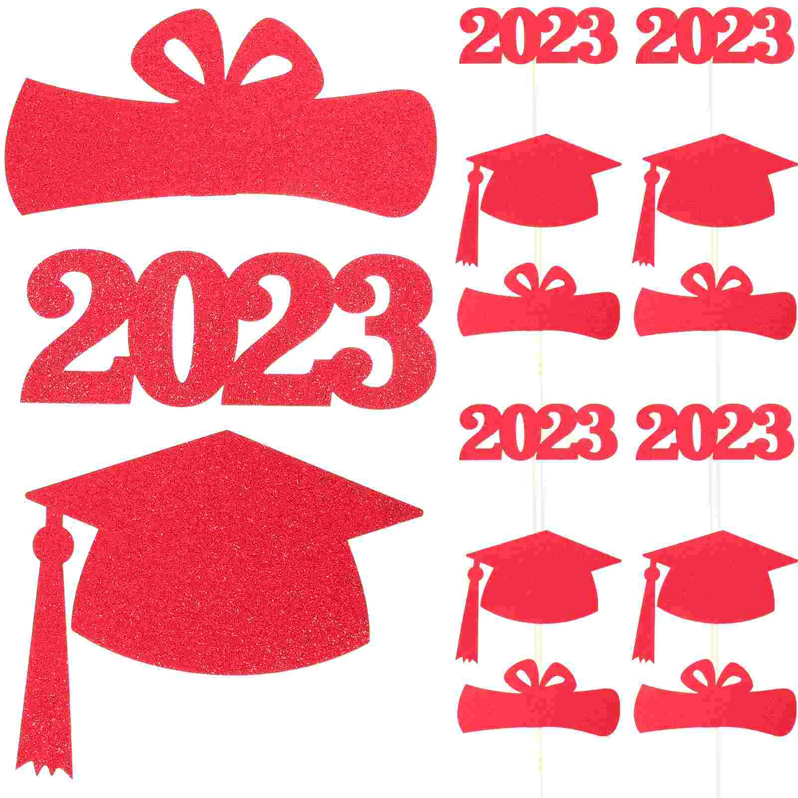 

5 Bags Graduation Vase Plugin Gnome Sticks Decorations Insert Cards Red Paper Cups Favor Tags Party Centerpiece Decorate