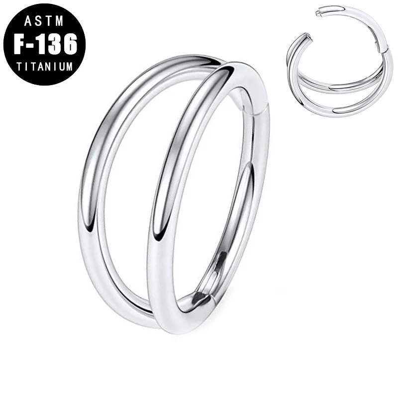 ASTM F136 титановое кольцо Для Пирсинга Ушей для носа разделительная двойная подкладка перегородка кликер губы светящиеся серьги ювелирные из...