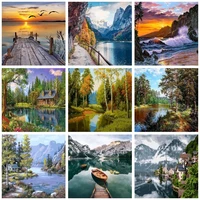 gatyztory diy oil painting by numbers nature landscape frame pictures by numbers acrylic kits for home decoration gift
