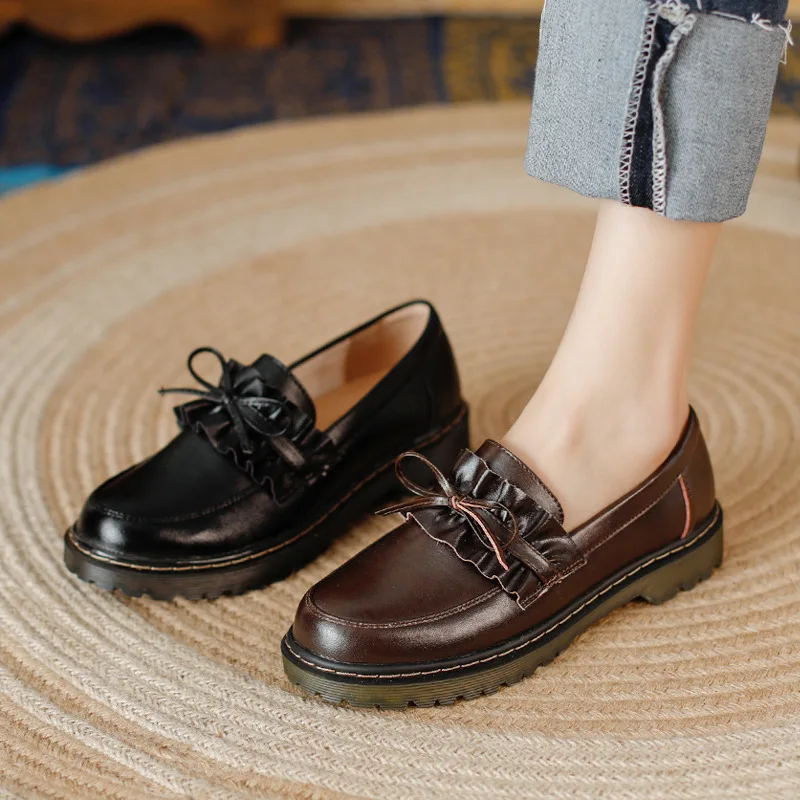 Туфли-оксфорды женские на платформе винтажные броги плоской подошве