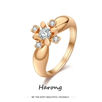harong copper quality sparkling crystal ring luxury flower shape aesthetic wedding jewelry accessories ring for women girls
