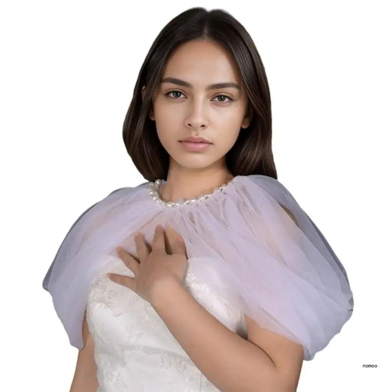 Тюлевая шаль для невесты вечерняя накидка свадебного костюма черный жемчуг