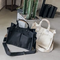 canvas ins simple atmosphere versatile multi pocket hand held messenger large capacity shopping handbag shoulder womens bag2022