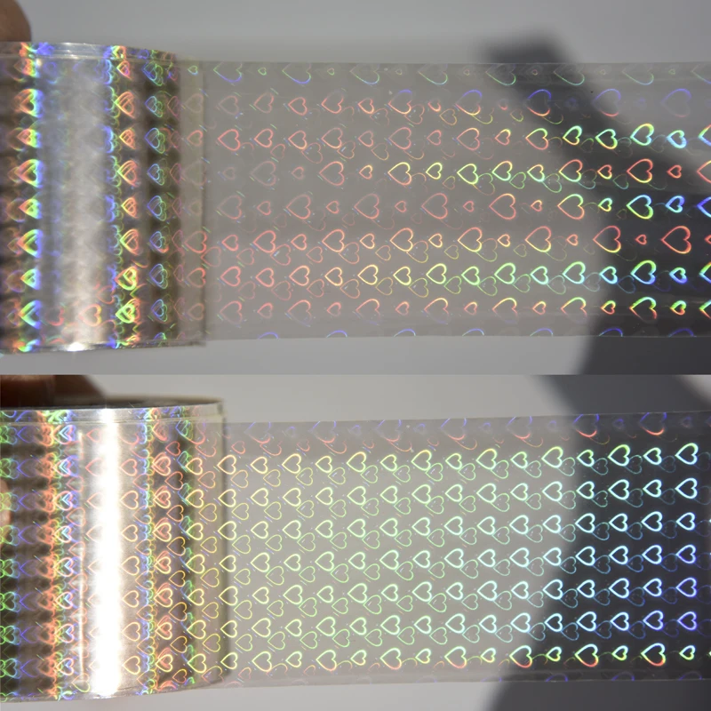 Прозрачная лазерная фольга для ногтей в форме сердца 100 см