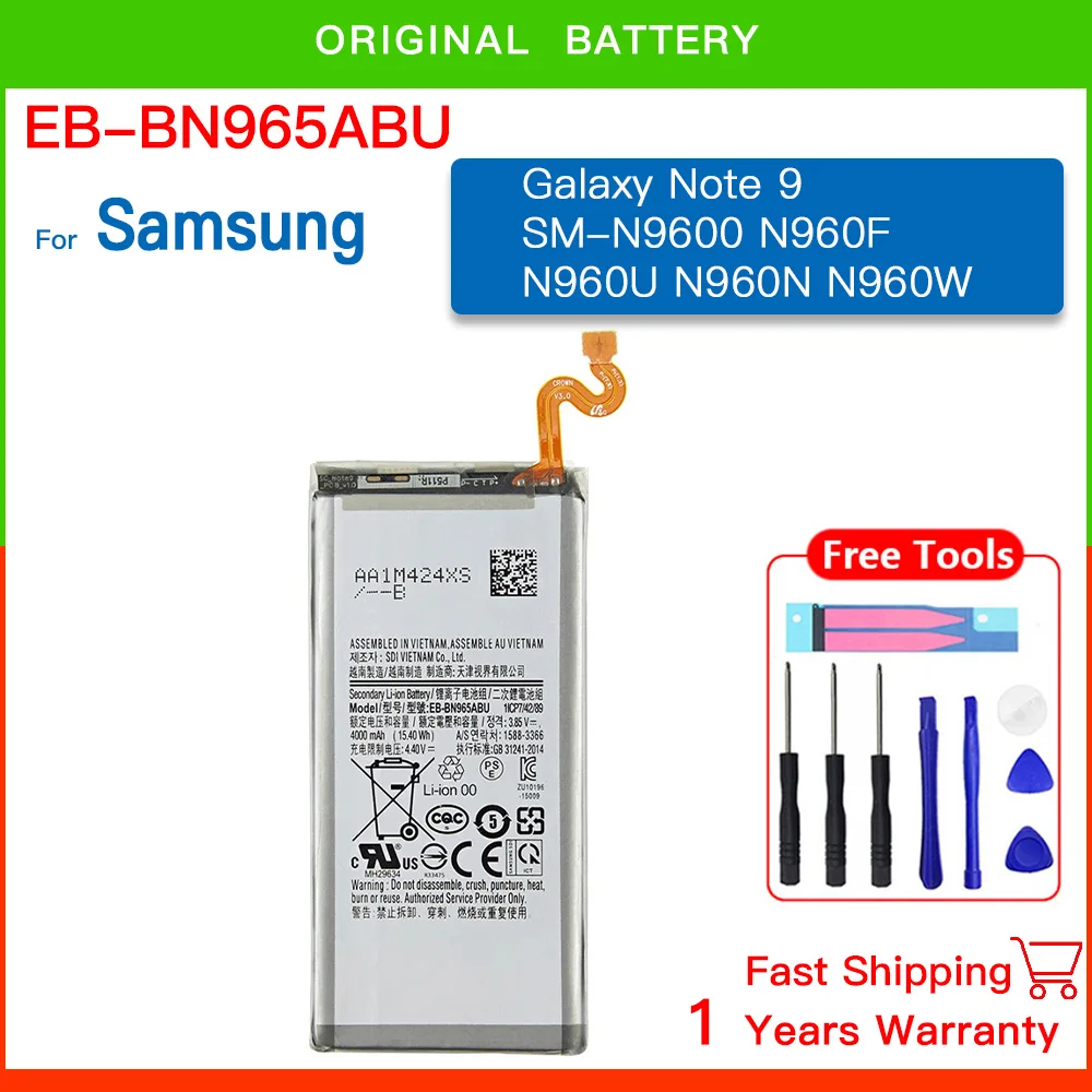 EB-BN965ABU Сменный аккумулятор 4000 мАч для Samsung Galaxy Note 9 N9600 SM-N9600 SM-N960F Аккумулятор +