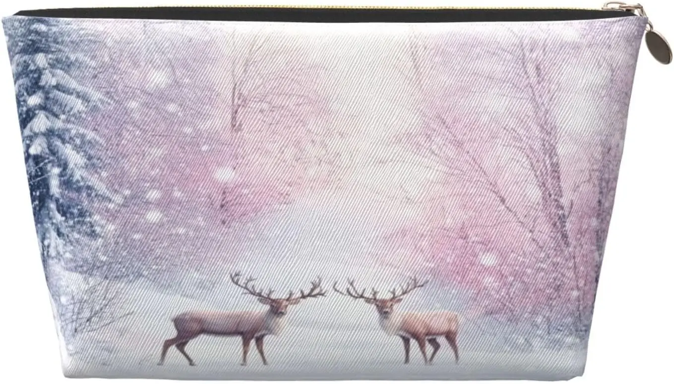 Косметичка зимняя олень лес пейзаж косметичка дорожный органайзер для туалетных