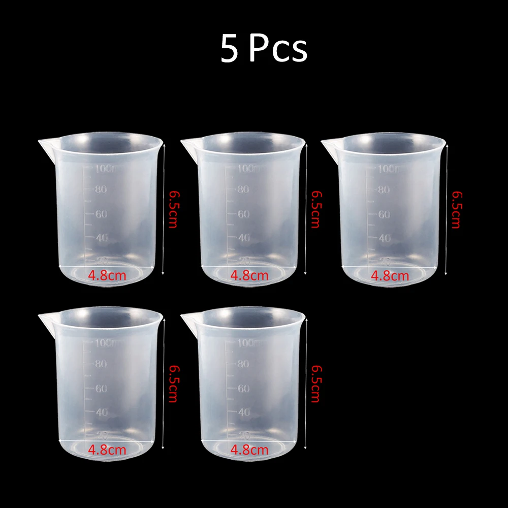 

100 мл 1/2/5 пластиковый градуированный мерный стакан контейнер для жидкости силиконовая прозрачная чашка из эпоксидной смолы для «сделай сам» ювелирные инструменты из смолы