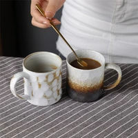 pottery coffee mugs cups japanese zen tea cup vintage gift ceramic handle stripe household water mug drinking cup set
