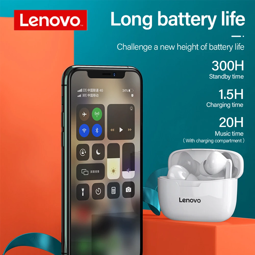 Фото Оригинальные наушники Lenovo XT90 TWS 5,0 Bluetooth arphone спортивные водонепроницаемые беспроводные наушники с микрофоном гарнитура с шумоподавлением №4
