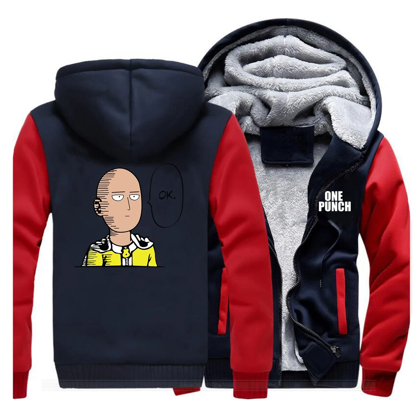 

One Punch Man Hoodies Saitama Streetwear Japanese Anime Men Sweatshirt Winter Zipper Coats Casual Fleece Warm Male Jacket