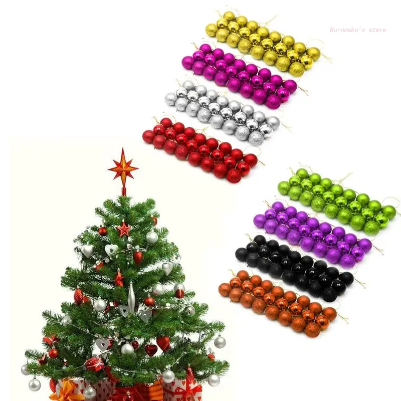 

24 шт. блестящие Рождественские шары, рождественские елочные шары, подвесные украшения, Рождественское украшение HX6D