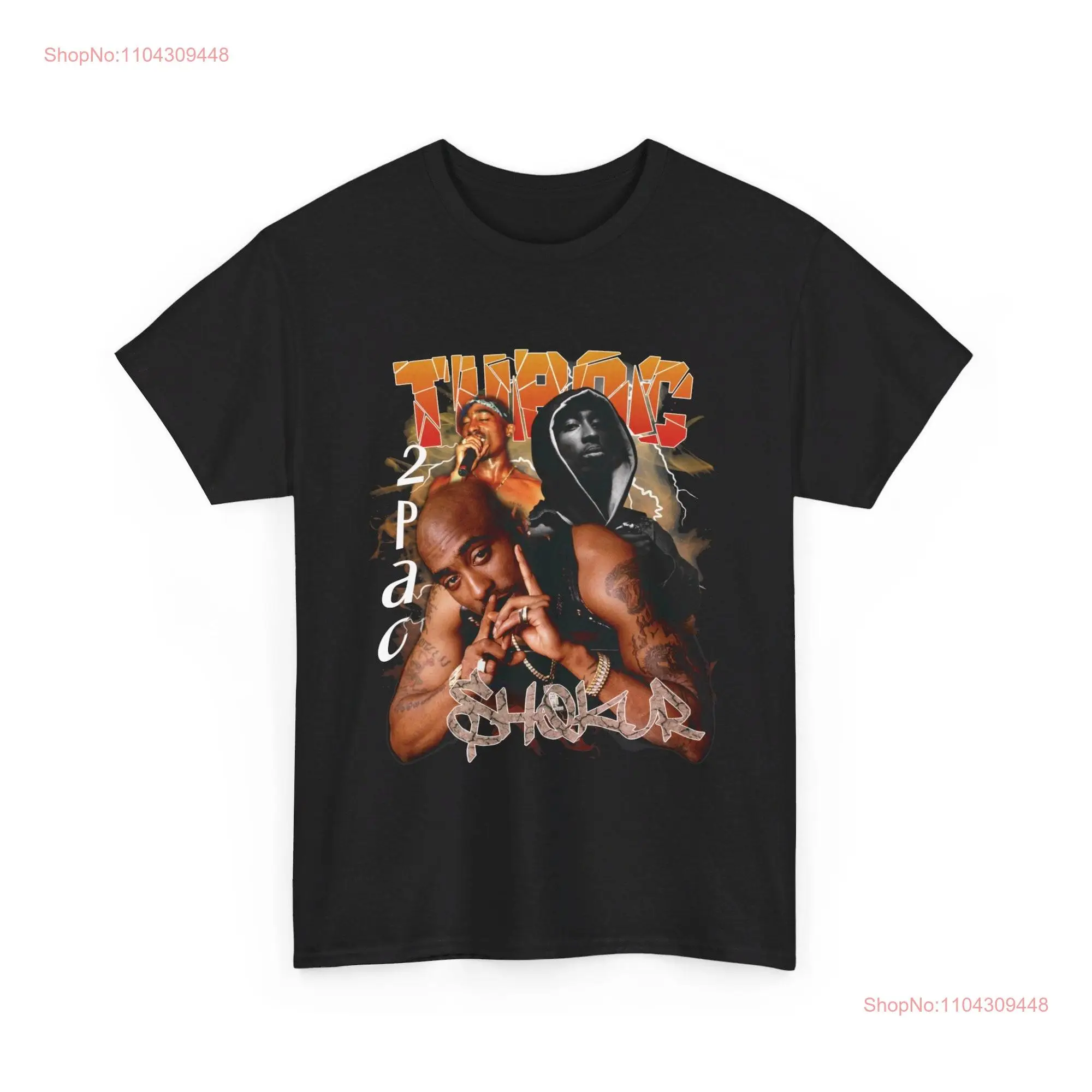 Футболка Tupac Shakur из плотного хлопка с длинными или короткими рукавами