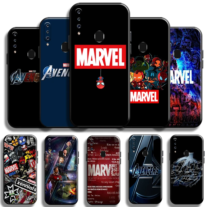 

Marvel Fashion Logo For Samsung Galaxy A60 Phone Case Funda Coque Cases Black TPU Full Protection Shockproof Liquid Silicon