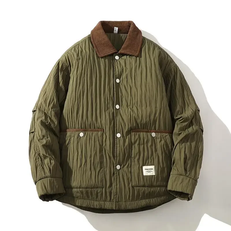 Men's Autumn Winter Flying Jacket Cotton-Padded American Style Vintage Work Coat Loose Fit Cotton For Outerwear