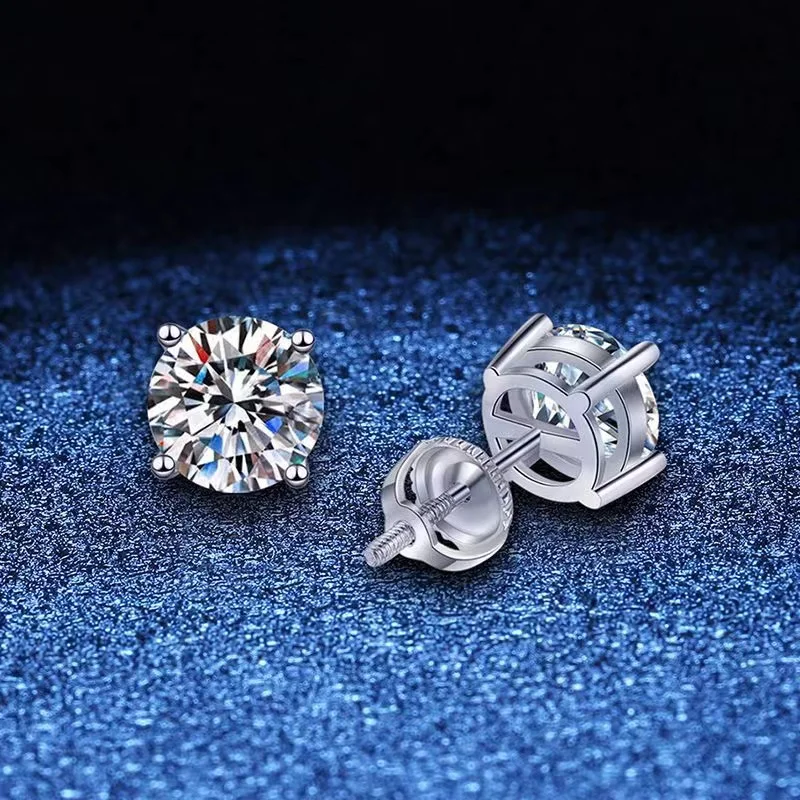 

Classic 4 Prong 0.5-2ct D Color Moissanite Stud Earrings for Women Men 925 Sterling Silver Lab Diamond Earrings Screw Back Gift