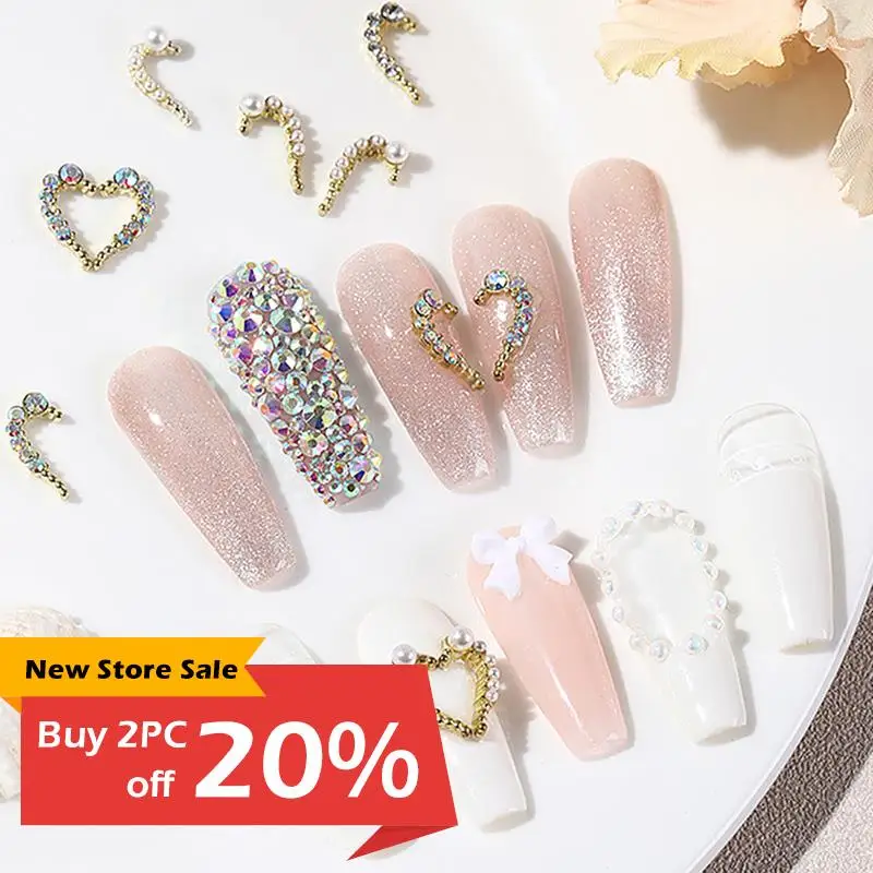 

DIY Nails Art Decorations Nail Press on Heart Nail Rhinestone Charm Alloy Crystals Rhinestones