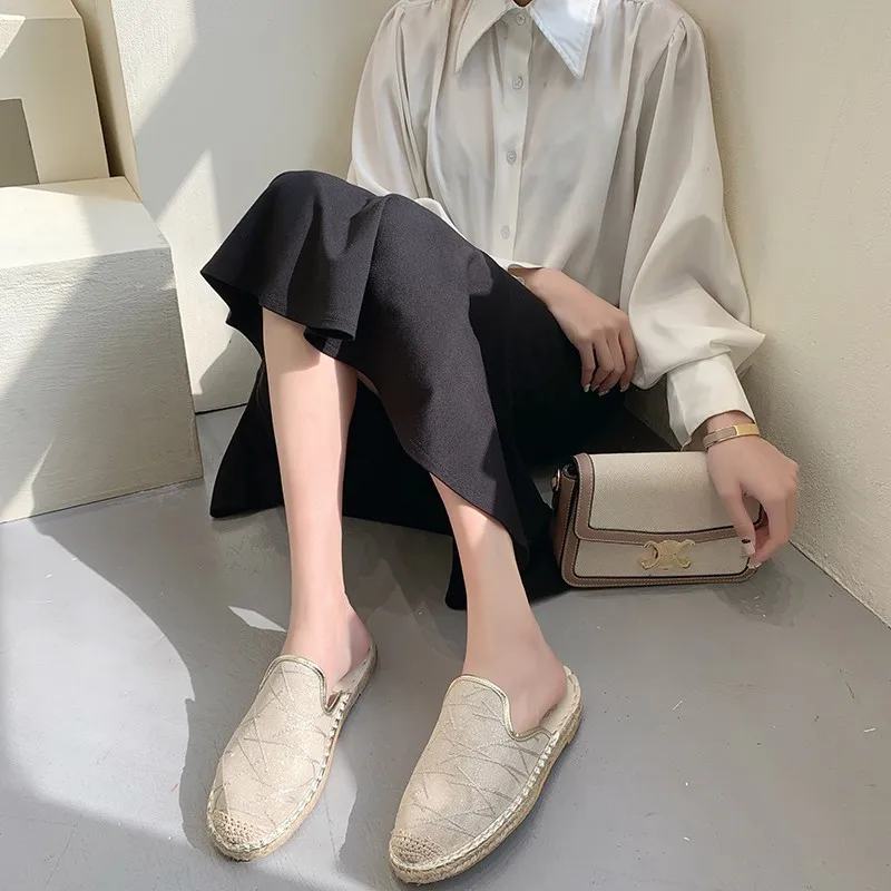 2022 new women's flat shoes women's TPR fabric sewing basic models cotton flat shoes women's cotton fabric TPR basic models