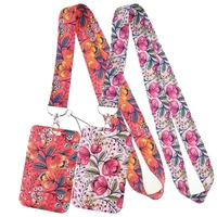 beautiful flowers lanyard for keys chain id credit card cover pass charm neck straps badge holder fashion accessories gifts