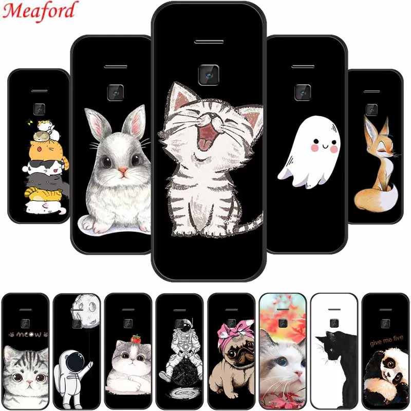 Чехол Funda для Nokia 225 4G 2020 с милым мультяшным котом черный силиконовый мягкий чехол