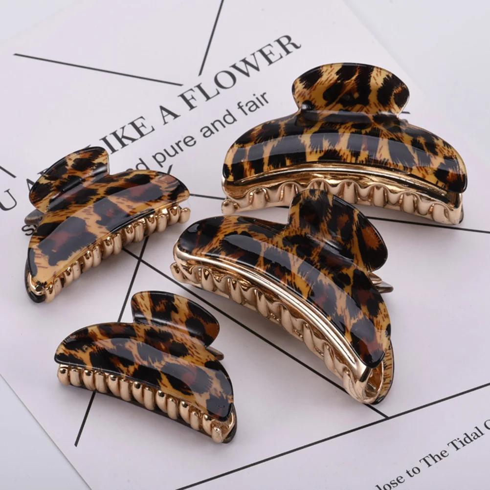 

4 Pieces Large Hair Clips Leopard Hair Claws Non- Hair Clamps Barrettes for