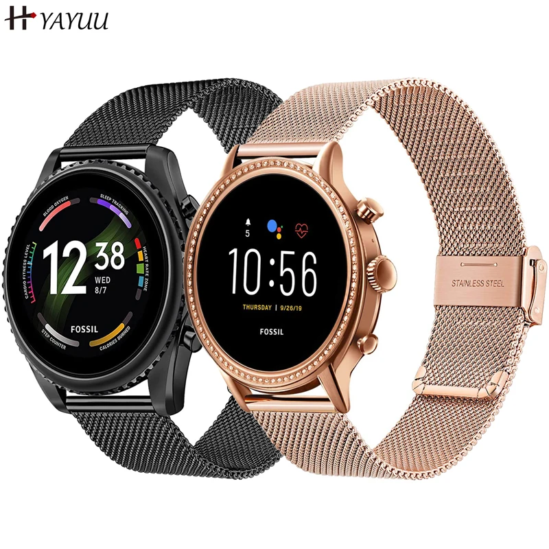22 мм ремешок для часов Fossil Men's Gen 6 44 / 5 Smart Watch Carlyle Garrett Julianna сетчатый из