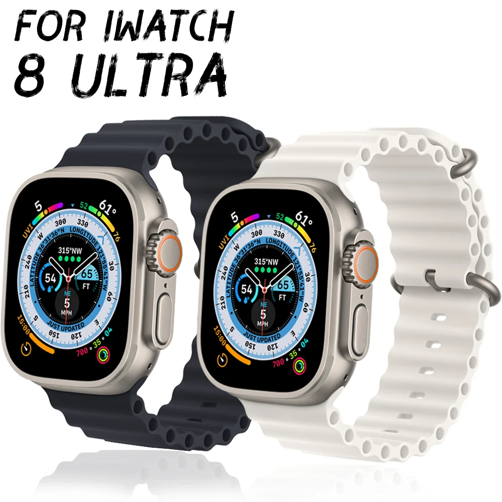

Ocean Silicone Strap for Apple WatchBand 49mm 45mm 44mm 38mm 42mm Bracelet correa for IWatch Series 8 Ultra 7 6 5 4 Accessories