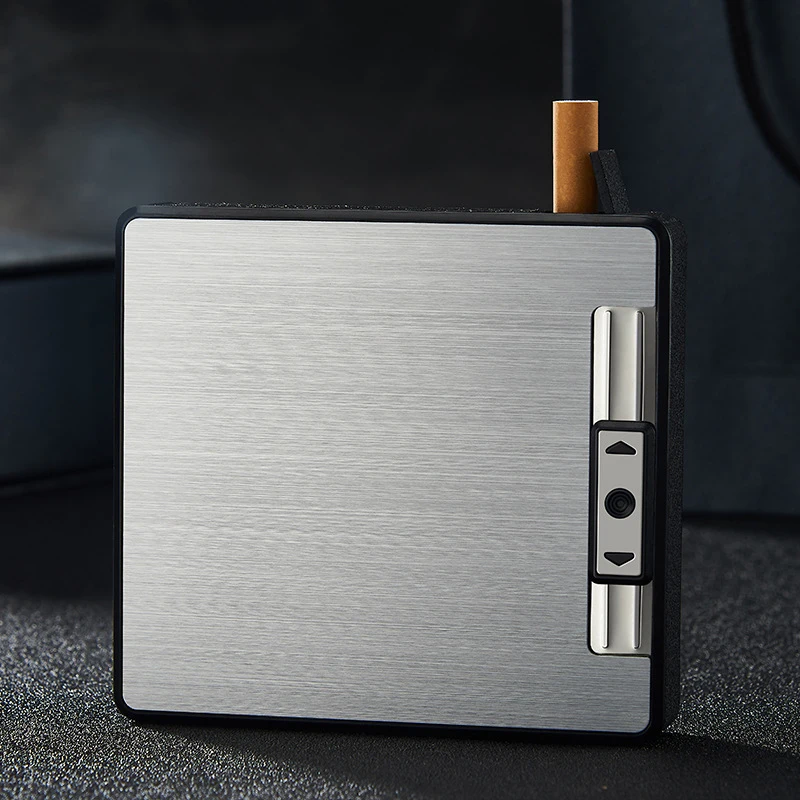 Large Capacity Automatic Ejection Cigarette Case With Lighte
