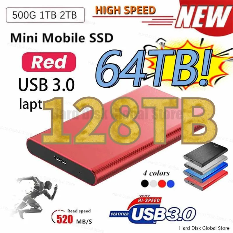 

Portable High-speed 128TB 1TB 2TB SSD External Hard Drive Mass Storage USB 3.0 Original Interface for Computer Notebook Laptops