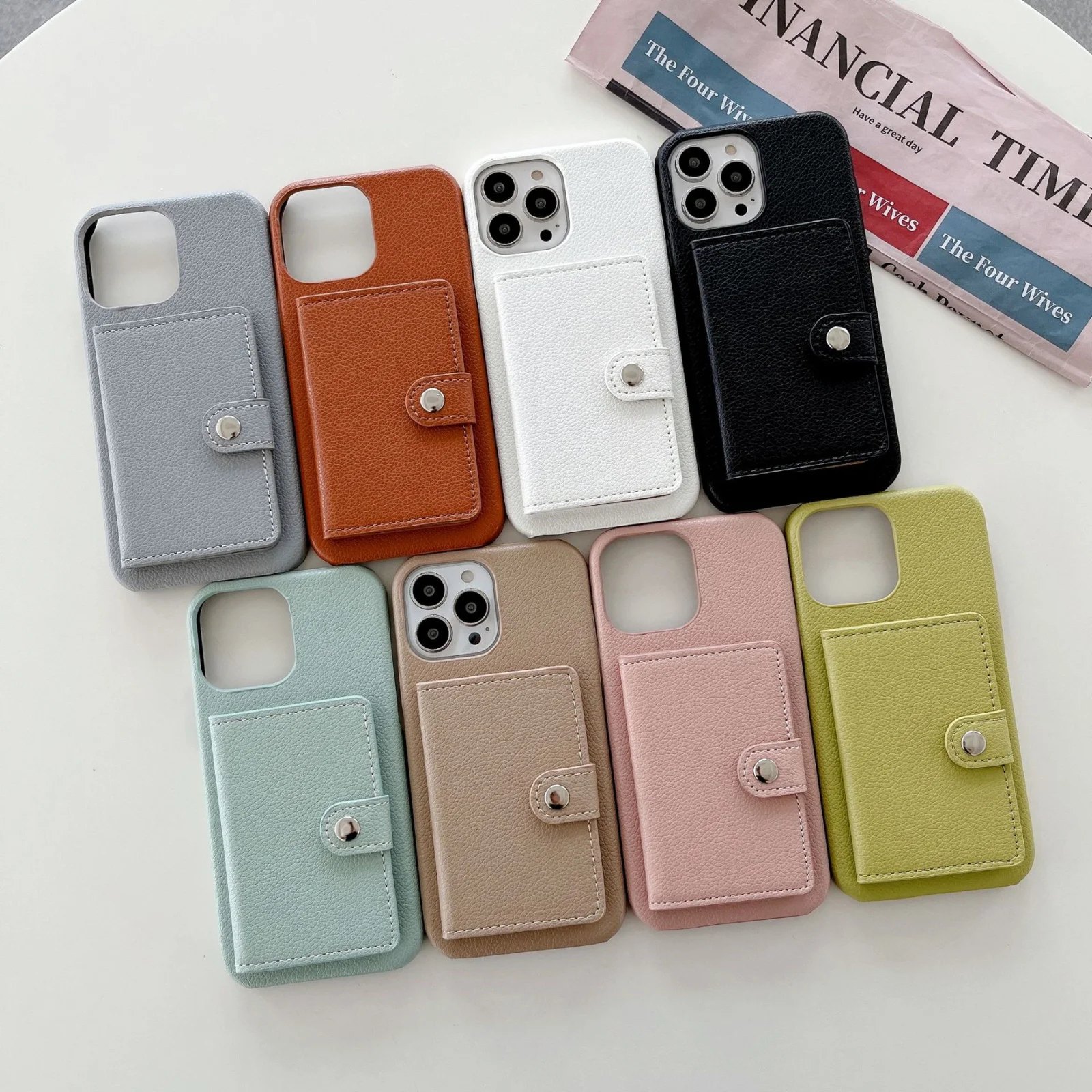 Litchi Pattern Phone Case for iPhone 14 Pro Max 5G Leather Case with Card Slot Shockproof Phone Case Protection Cover