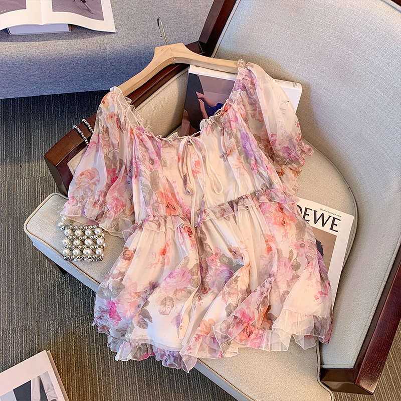 Женский Летний Повседневный Шифоновый Топ Больших Размеров С Подкладкой И