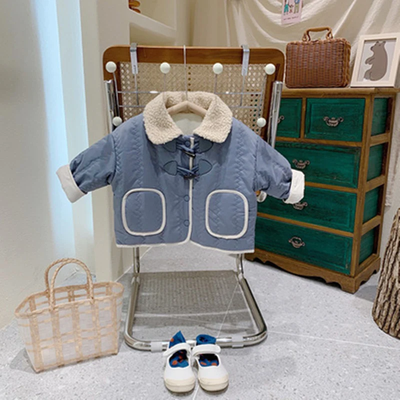 Пальто для девочек куртка хлопковая верхняя одежда пальто 2022 пушистая теплая