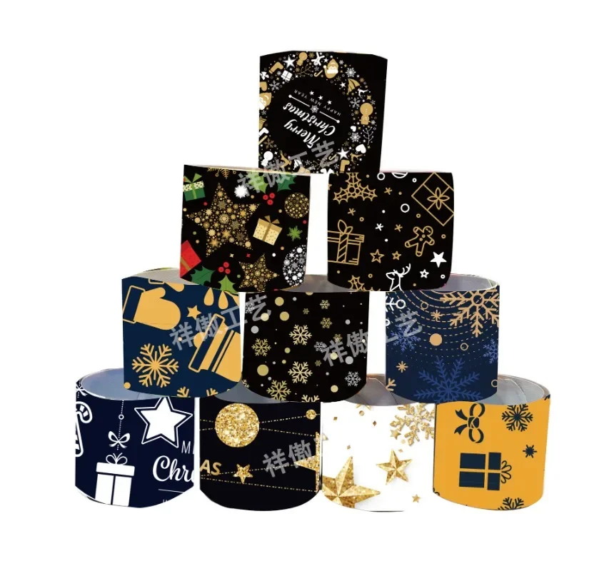 12 шт. рождественские черно-белые золотые браслеты со снежинками и колокольчиками