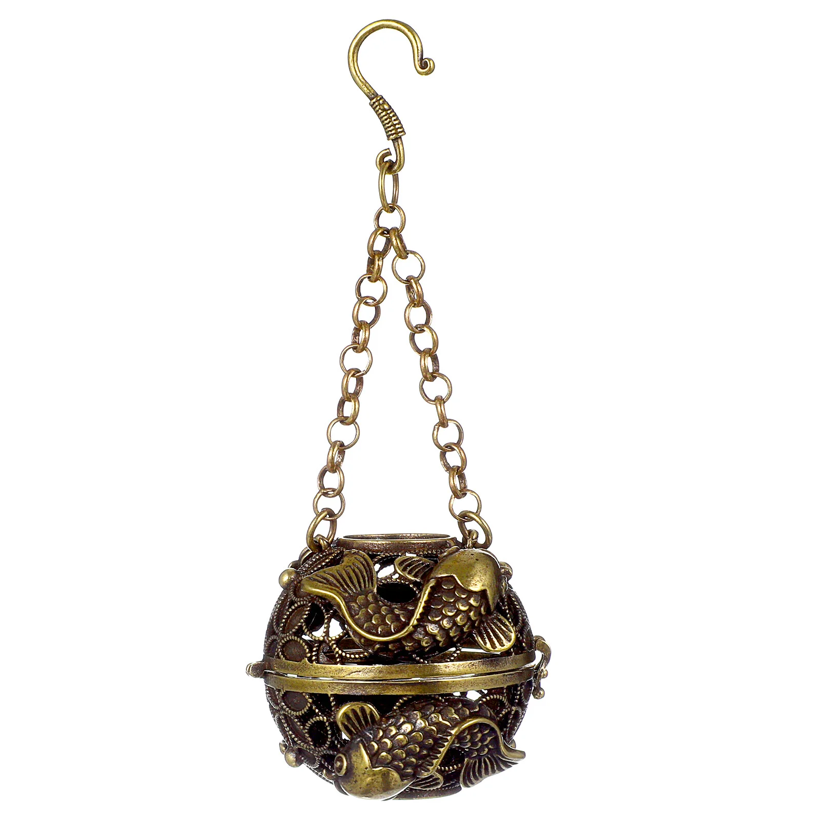 

Aromatherapy Ball Pendant Hanging Censer Cone Holder Car Essential Oil Diffuser Copper Burner Decoration Brass