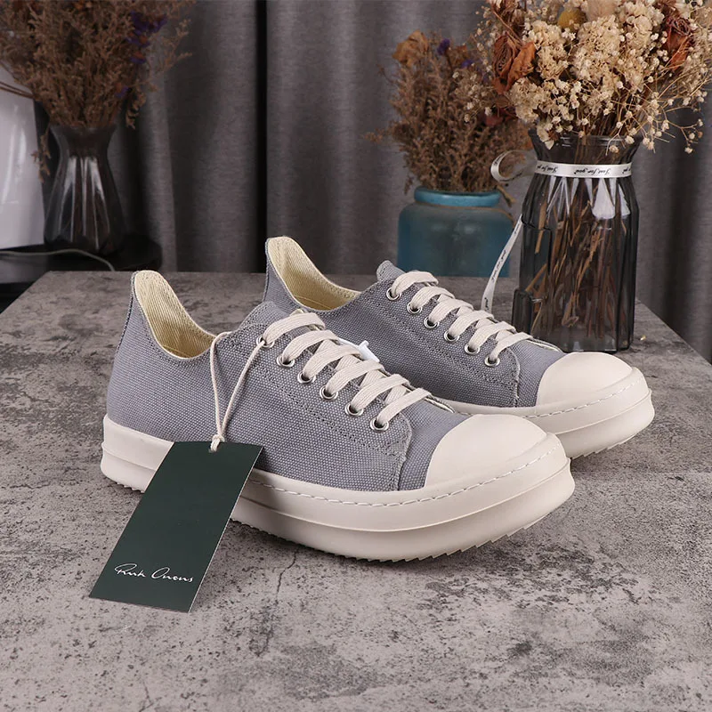 Rric Owees High Quality 2022 Wrinkled Leather Breathable Men's and Women's Thick Bottom Summer Low-top Canvas Shoes  Sneakers