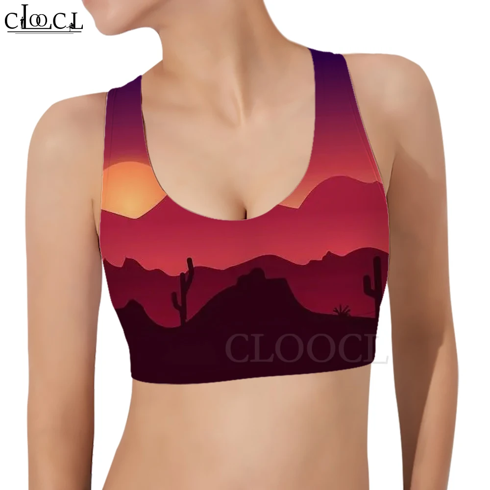 

CLOOCL Women Sports Vest Watermelon Gradient Sunset Illustration 3D Pattern Tank Top Female Fashion Yoga Fitness Bra