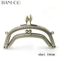 10pcs set 14cm metal purse frame handle for clutch bag handbag accessories making kiss clasp lock antique bronze bags hardware