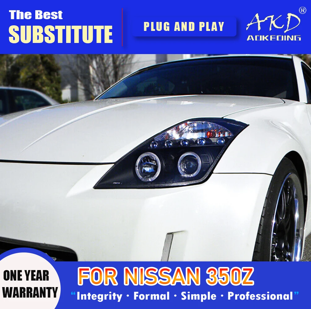 AKD тюнинг автомобильных фар для Nissan 350Z 2003-2008 фары светодиодсветодиодный 350Z DRL ходовые огни Bi-Xenon Beam Противотуманные фары с ангельскими глазка... (art.: 3920bb79bd0a4) - 3920bb79bd0a4
